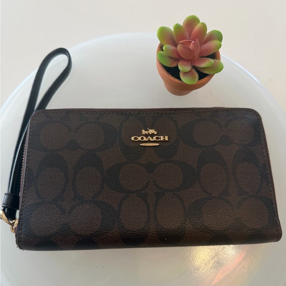 Coach Dark Brown Signature Wristlets